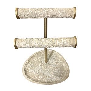 Cream and Gold Floral Jewelry Stand